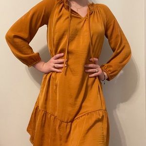 Yellow, flowing, mini dress